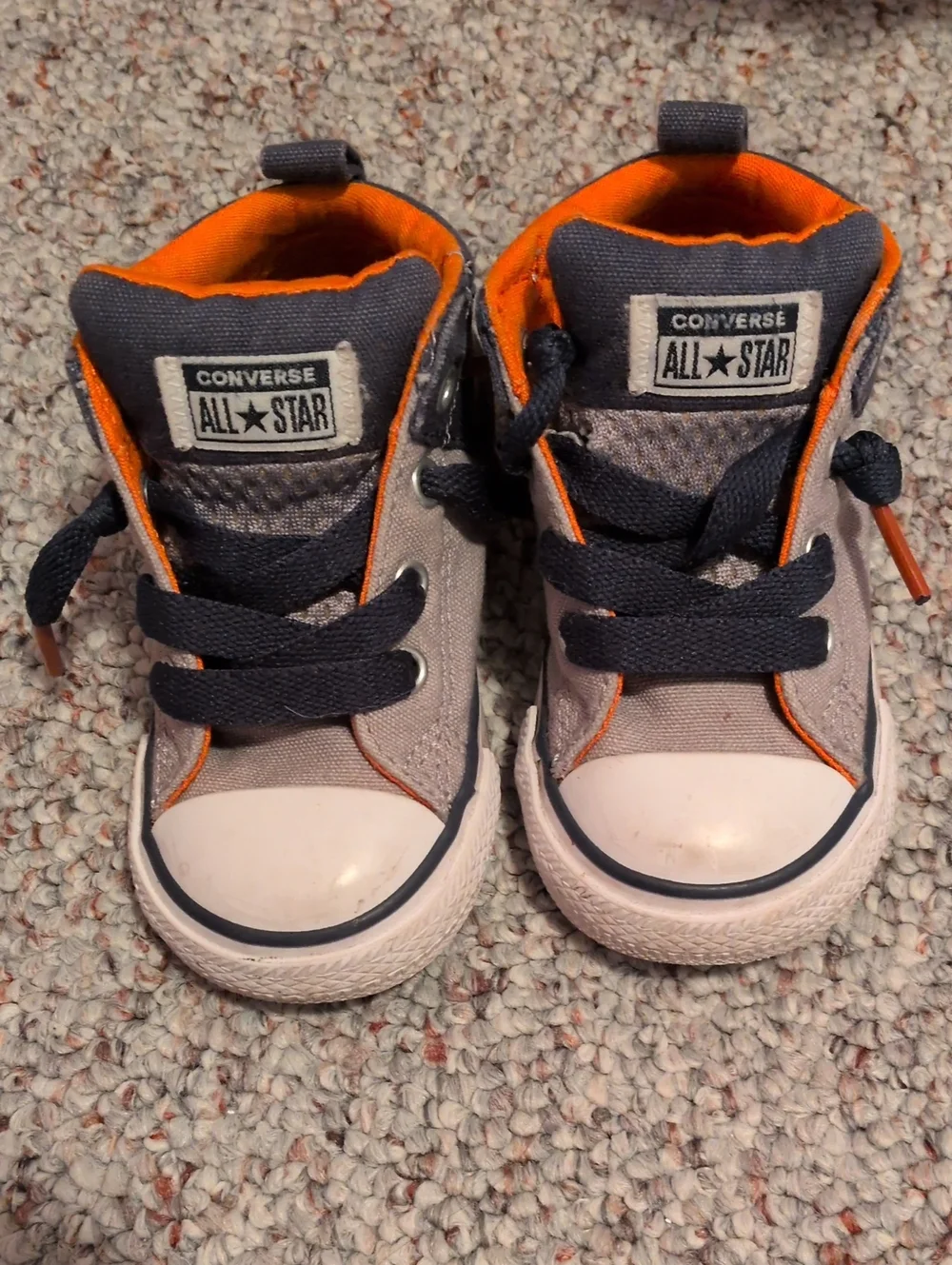 Converse Kids High-Top Sneakers in Gray and Orange